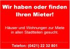 Mietwohnung mit 2 ZKBB gesucht in Oberneuland